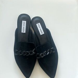 Steve Madden Black Mules with Chain Detail